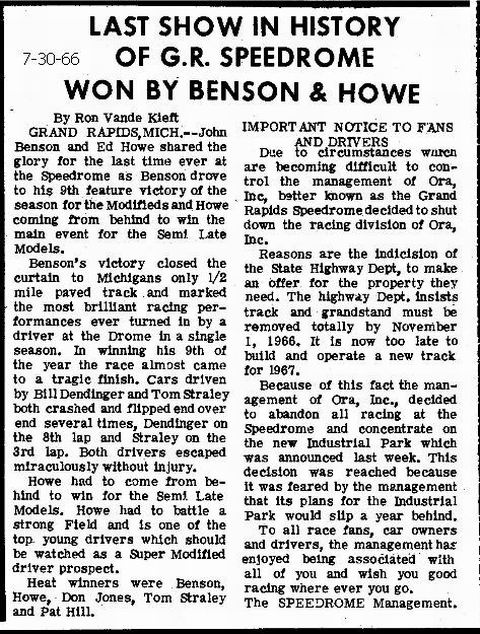 Grand Rapids Speedrome - Speedrome Closing From Jerry (newer photo)